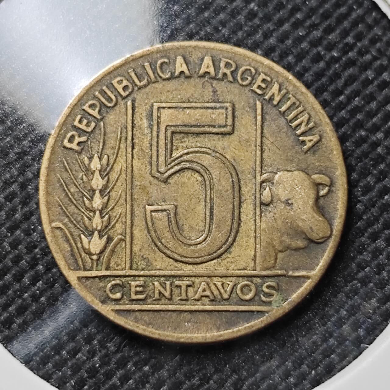 KK钱币收藏小铺  第387期  2月预留时间 周末发货  1948阿根廷5分铜币