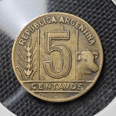 KK钱币收藏小铺  第387期  2月预留时间 周末发货 -  1948阿根廷5分铜币