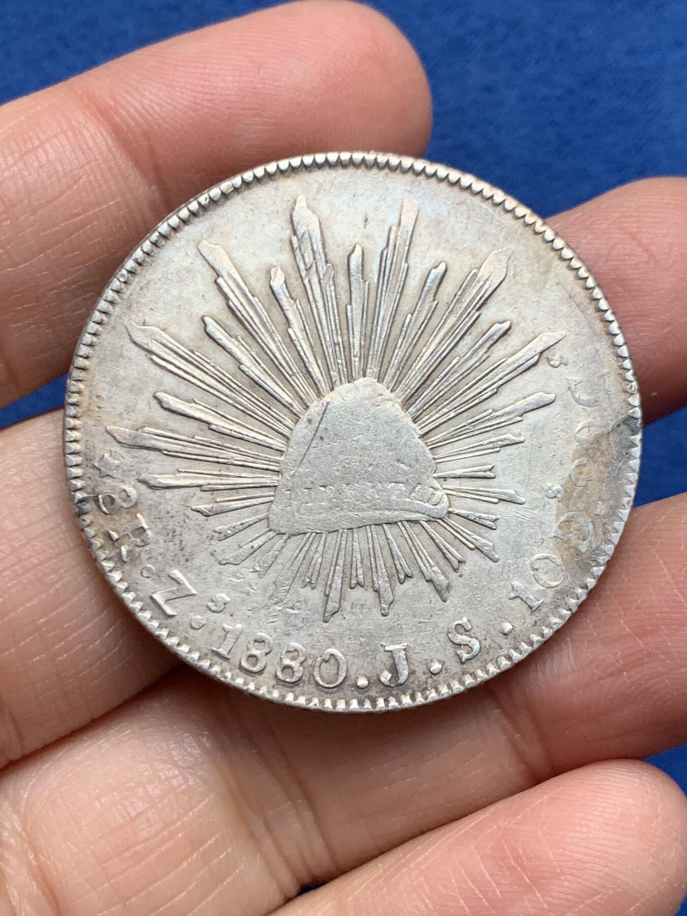 《竞宝斋》第455场 周日，周一 2场连拍 （全场包邮，欢迎送拍） 墨西哥1880 ZS JS版 8R鹰洋银币