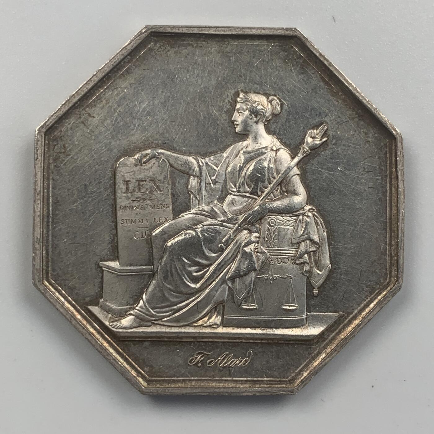 掌中浮雕-藏着的欧洲第048场 1849年法国巴黎公证处八角银章，34.4mm，18.96g