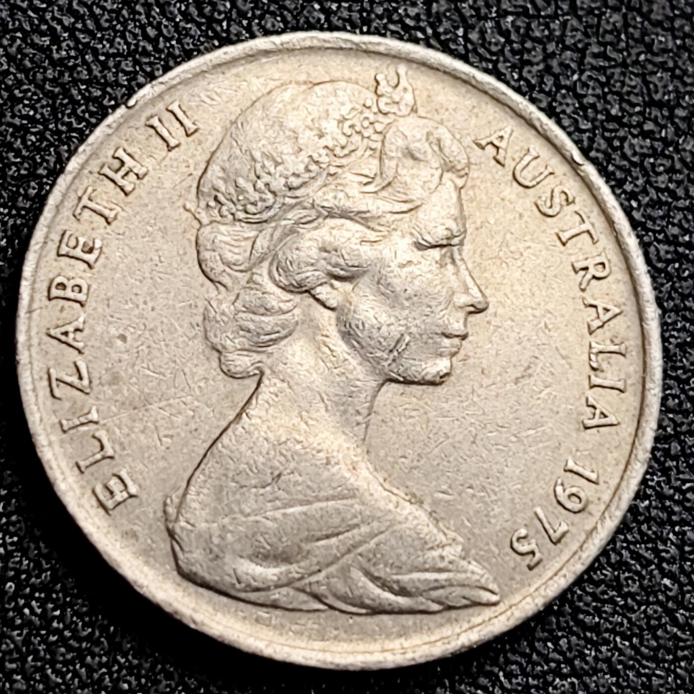 泉币菌-第164场-新年第七场 精品福利场 英属 澳大利亚1975年10分铜镍币 琴鸟 伊丽莎白二世女王  铜镍币 23.6mm