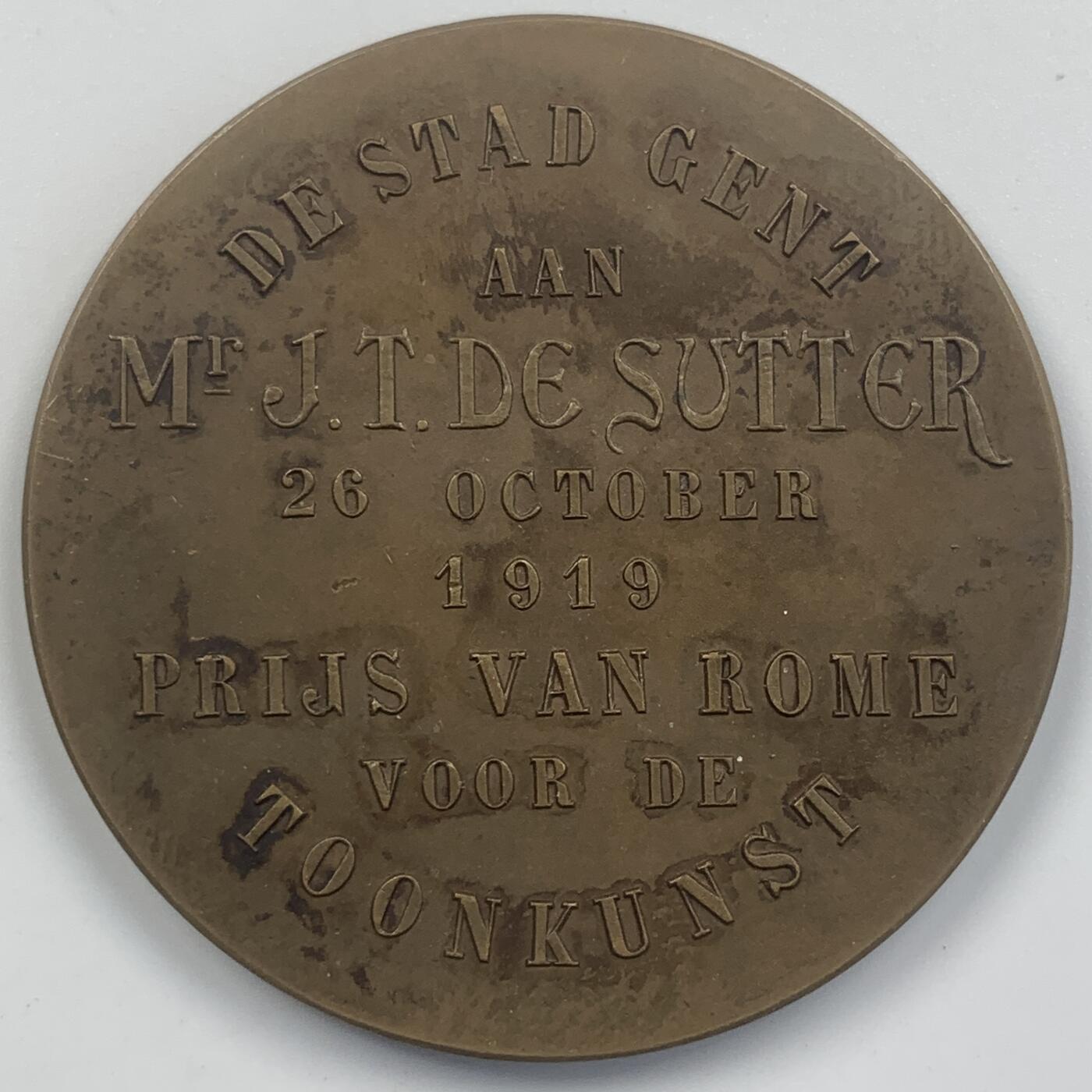 掌中浮雕-藏着的欧洲第048场 1919年比利时根特市铜奖章，50.5mm