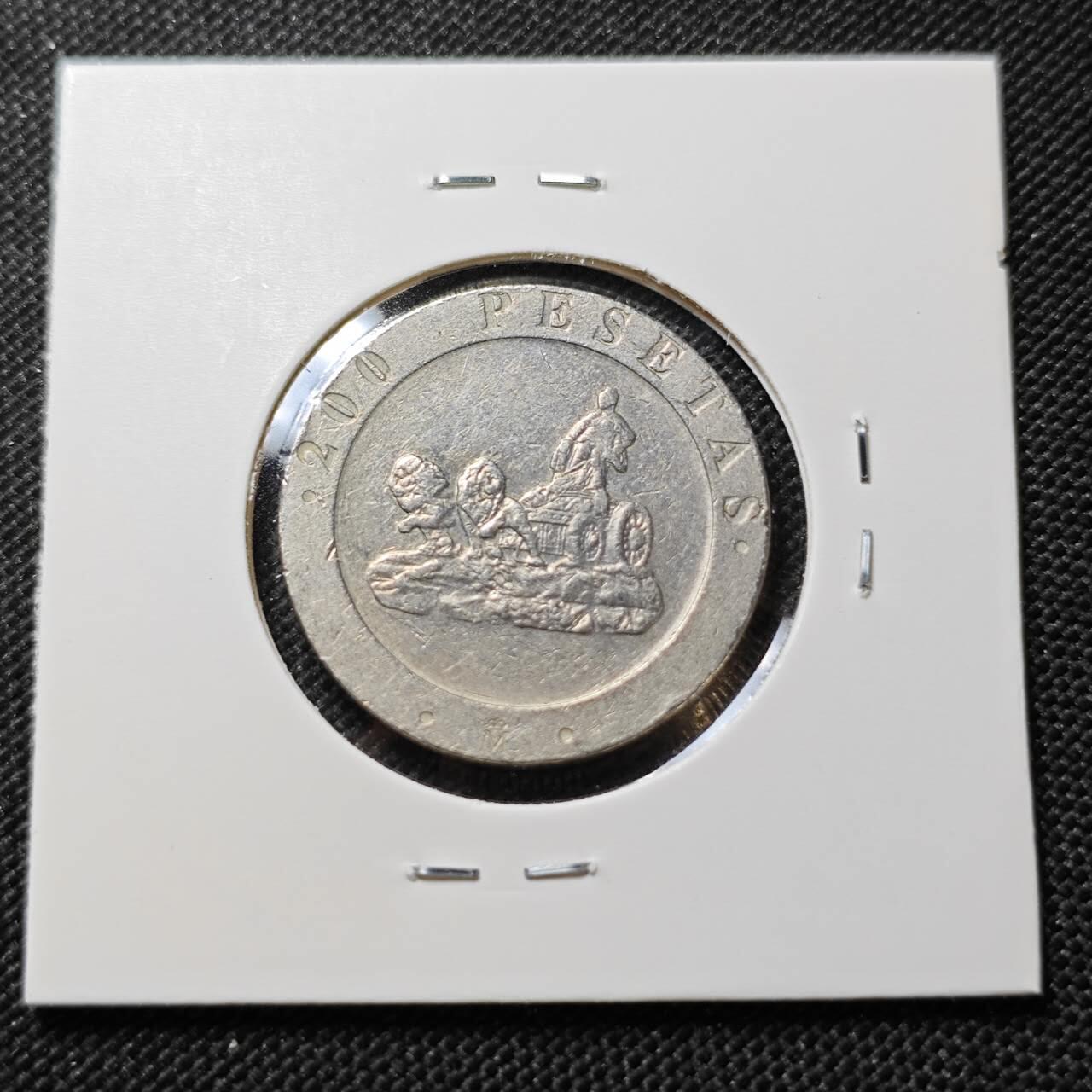 KK钱币收藏小铺  第387期  2月预留时间 周末发货  西班牙200比塞塔纪念币