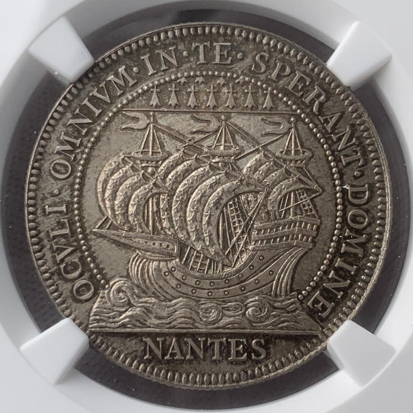 掌中浮雕-藏着的欧洲第048场 NGC MS64 ：法国南特市商会银章，32mm