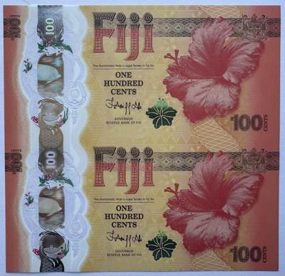 2026第1场（总第228期）：精品测试钞、外钞、塑料钞、连体钞综合场 - 二连体/吉祥号88888502 斐济2023版“中国生肖龙年”100分塑料纪念钞UNC（发行价278元）