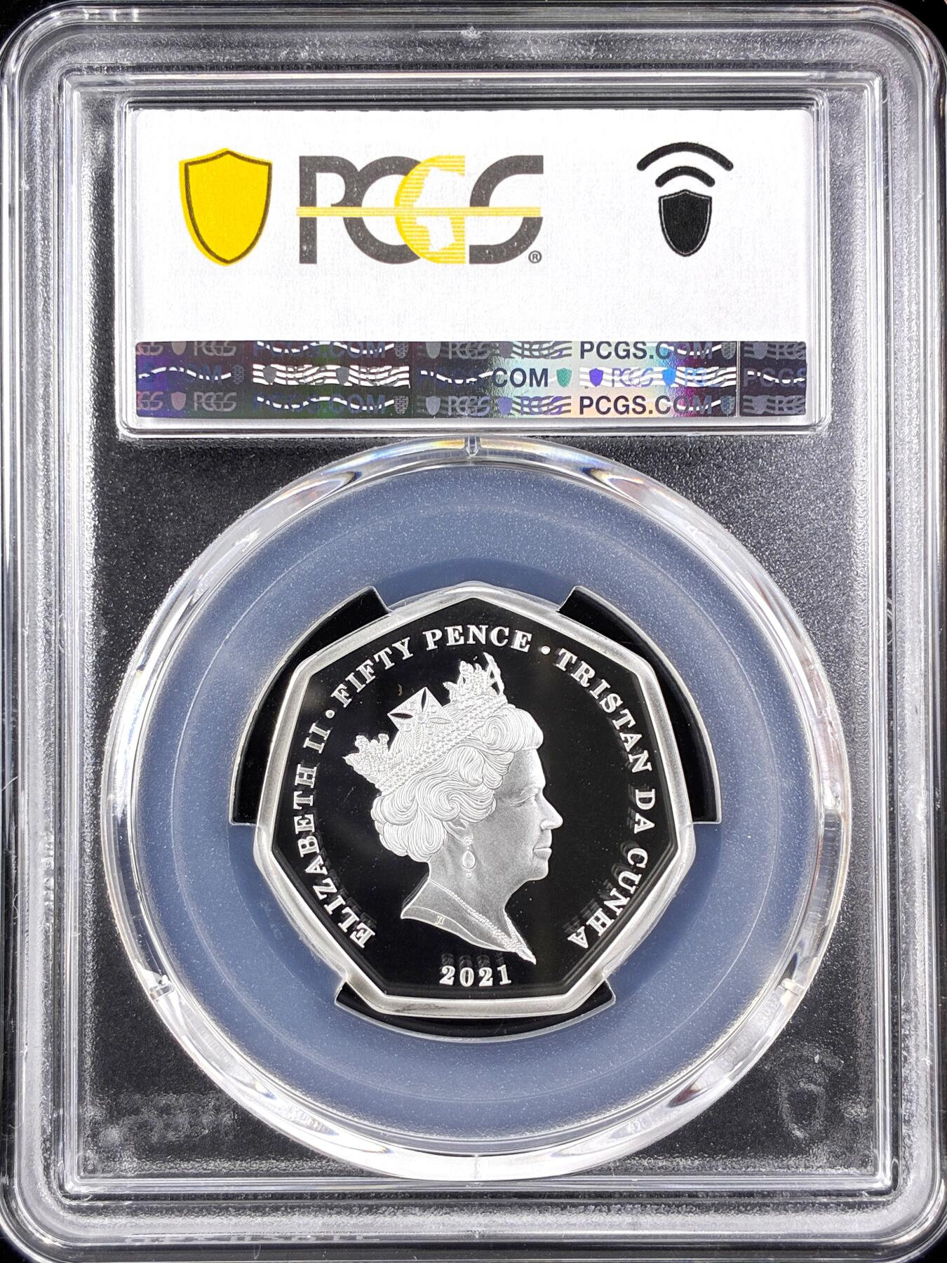 【雨安】【直播拍卖】【第0123期-评级币章】2026-01-10 周六 19:30 [评级现代] Tristan da Cunha 特里斯坦-达库尼亚群岛 50便士 2021年 密码学家戈登·韦尔什曼 PCGS-PR69DCAM 精制币