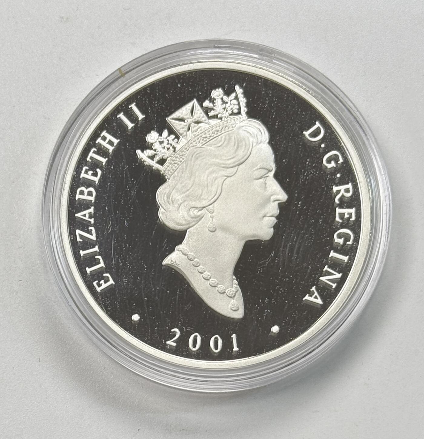 S&S Numismatic世界钱币-拍卖 第118期  加拿大2001年 陆路、海路和铁路运输 20加元精制纪念银币 盒证齐全，品相如图 31.1克925银