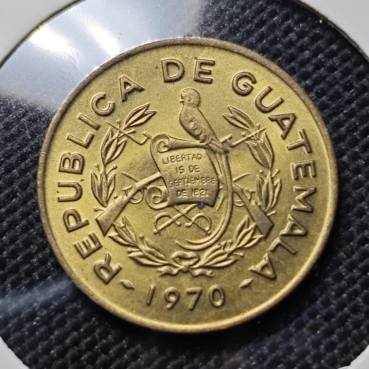 KK钱币收藏小铺  第387期  2月预留时间 周末发货  1970危地马拉1分铜币 好品