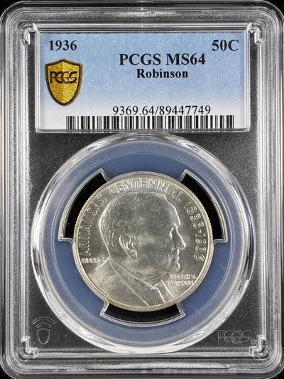 【雨安】【直播拍卖】【第0123期-评级币章】2026-01-10 周六 19:30 - [评级美洲] USA 美国 纪念币 50美分 1936年 教育家罗宾逊百年  PCGS-MS64