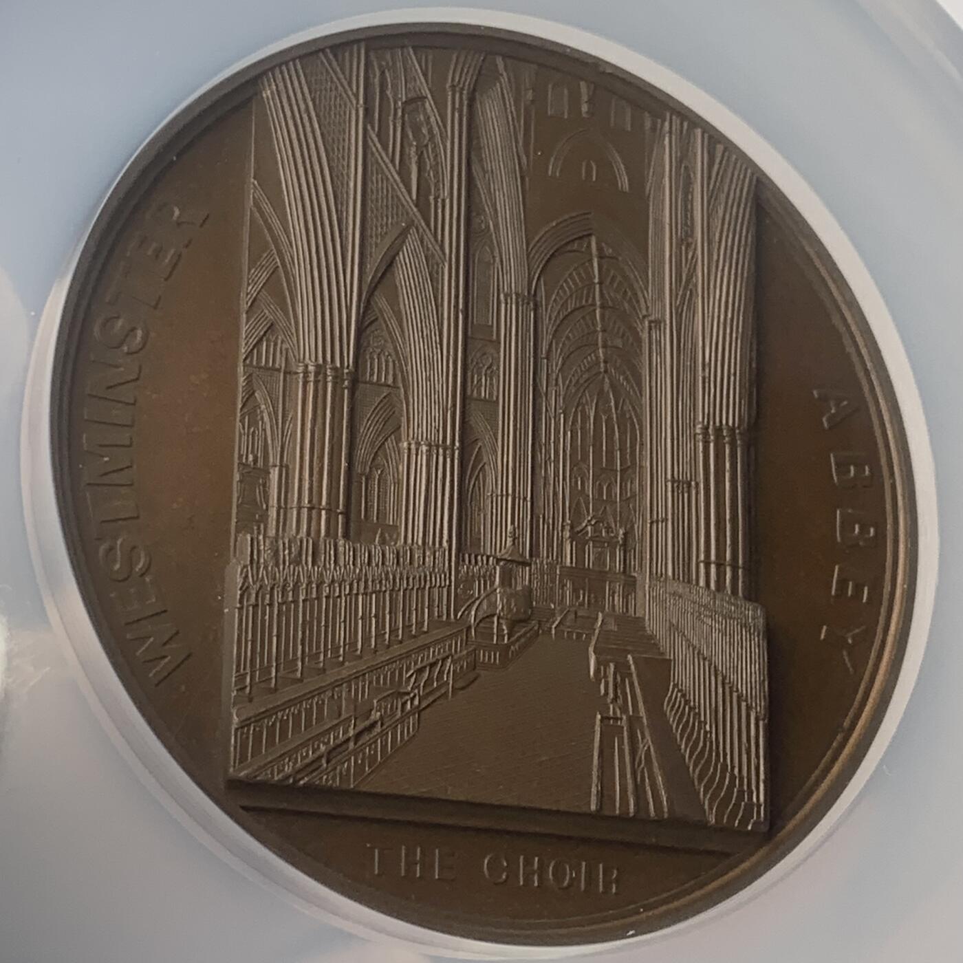 掌中浮雕-藏着的欧洲第048场 NGC MS63 ：英国威斯敏斯特教堂铜章，60mm