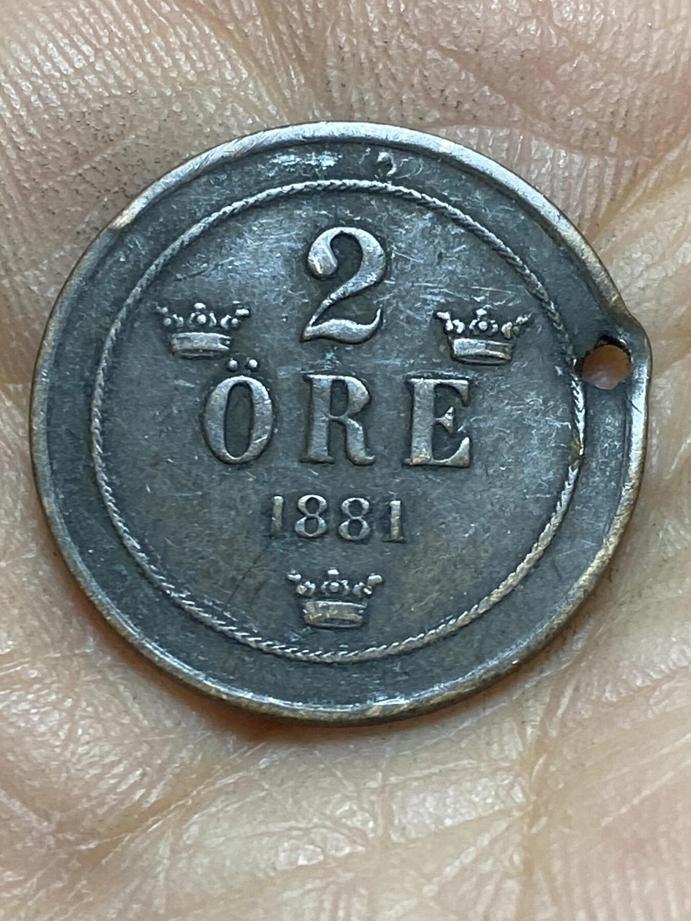 2026年第四场(总第一百七十三场）外国好品散币场(免佣金) 打孔–瑞典🇸🇪1881年2欧尔(奥斯卡二世第三版)