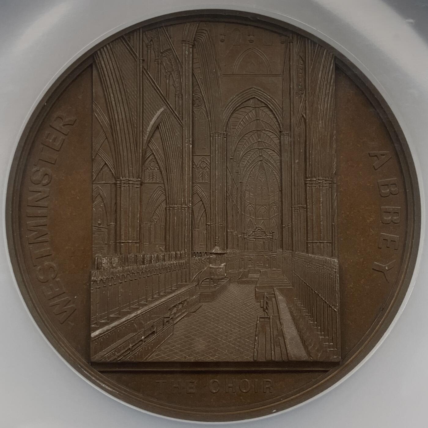 掌中浮雕-藏着的欧洲第048场 NGC MS63 ：英国威斯敏斯特教堂铜章，60mm