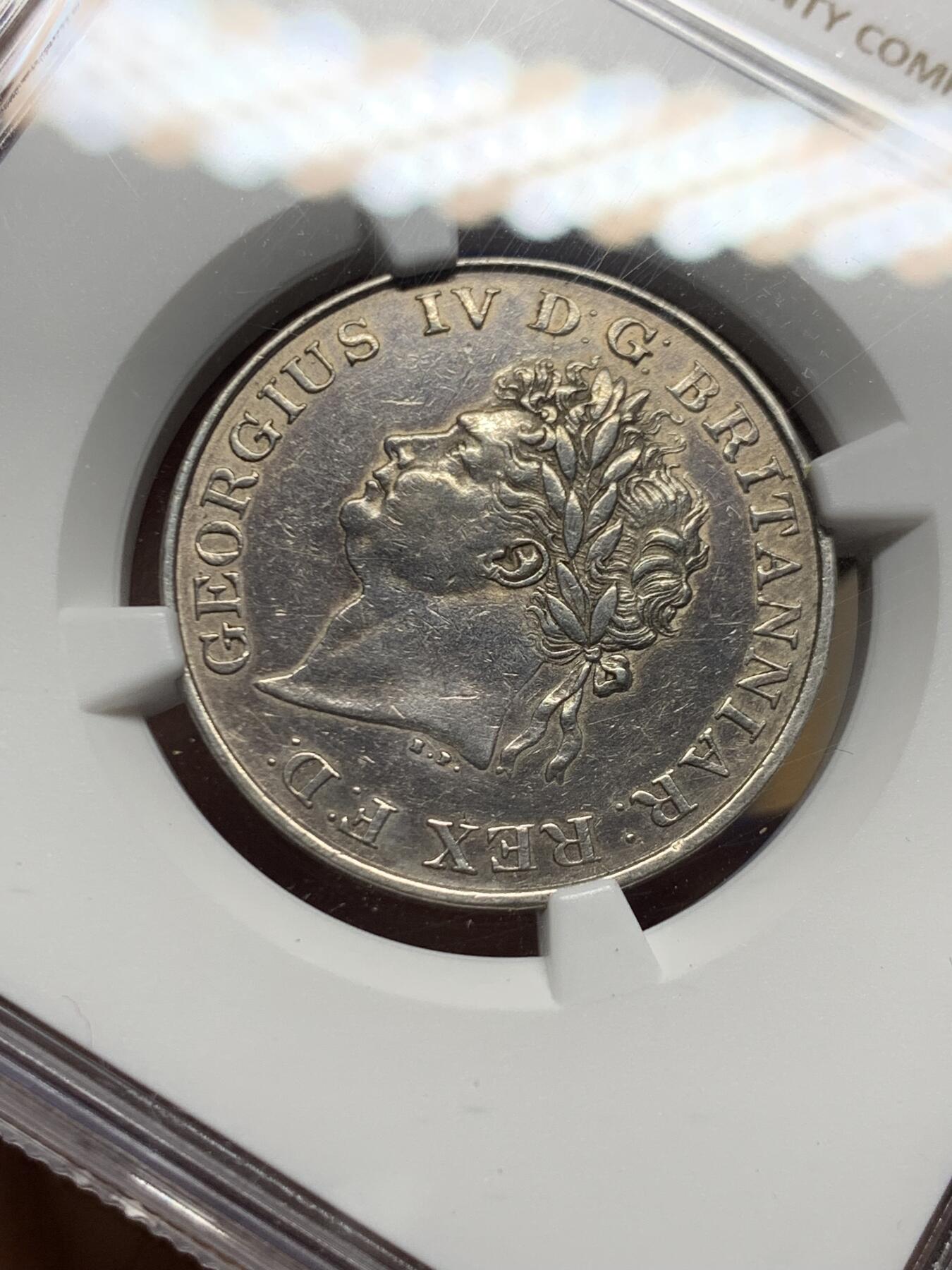 《竞宝斋》第455场 周日，周一 2场连拍 （全场包邮，欢迎送拍） NGC AUD 英属锡兰（斯里兰卡） 1821年 1立克斯 银币 正面为乔治四世肖像 细节很好 少见品种