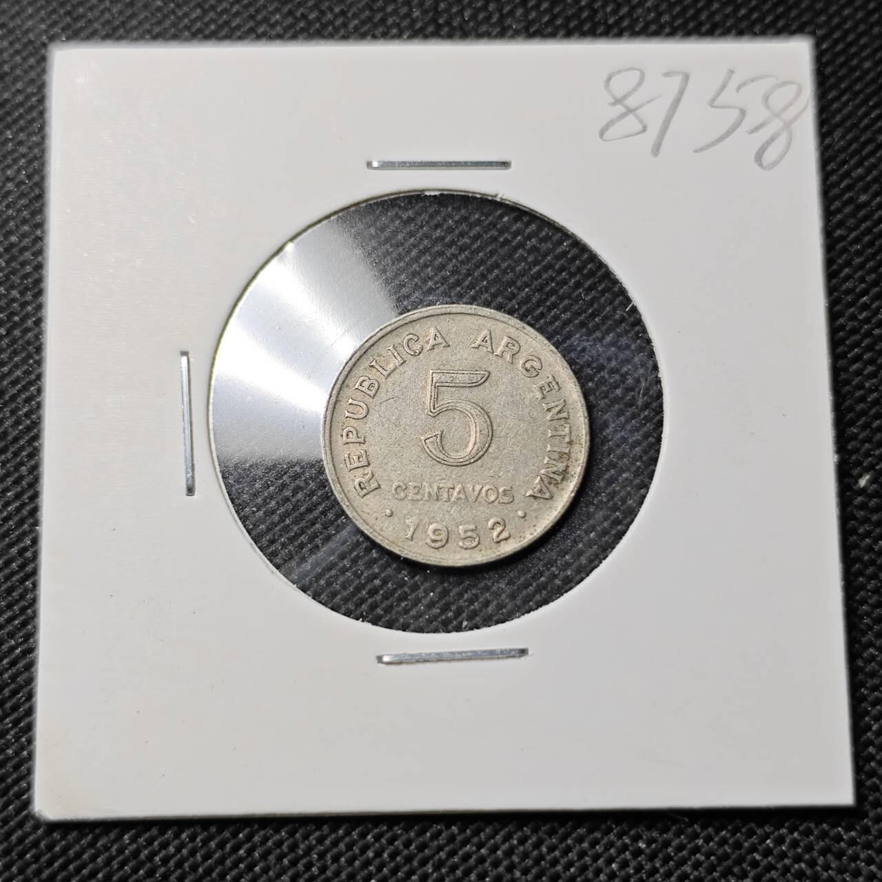 KK钱币收藏小铺  第387期  2月预留时间 周末发货  1952阿根廷5分