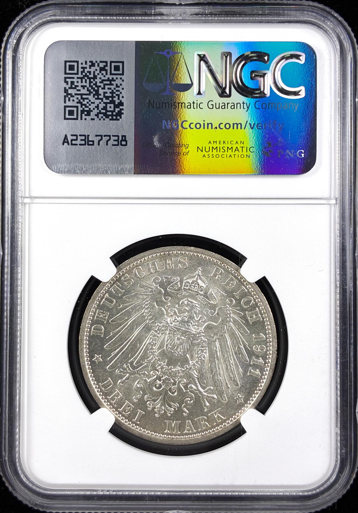 【雨安】【直播拍卖】【第0123期-评级币章】2026-01-10 周六 19:30 [评级德国] Germany 德国 帝国 J.166 绍姆堡-利珀 3马克 (1911) 格奥尔格 1911年  NGC-MS62