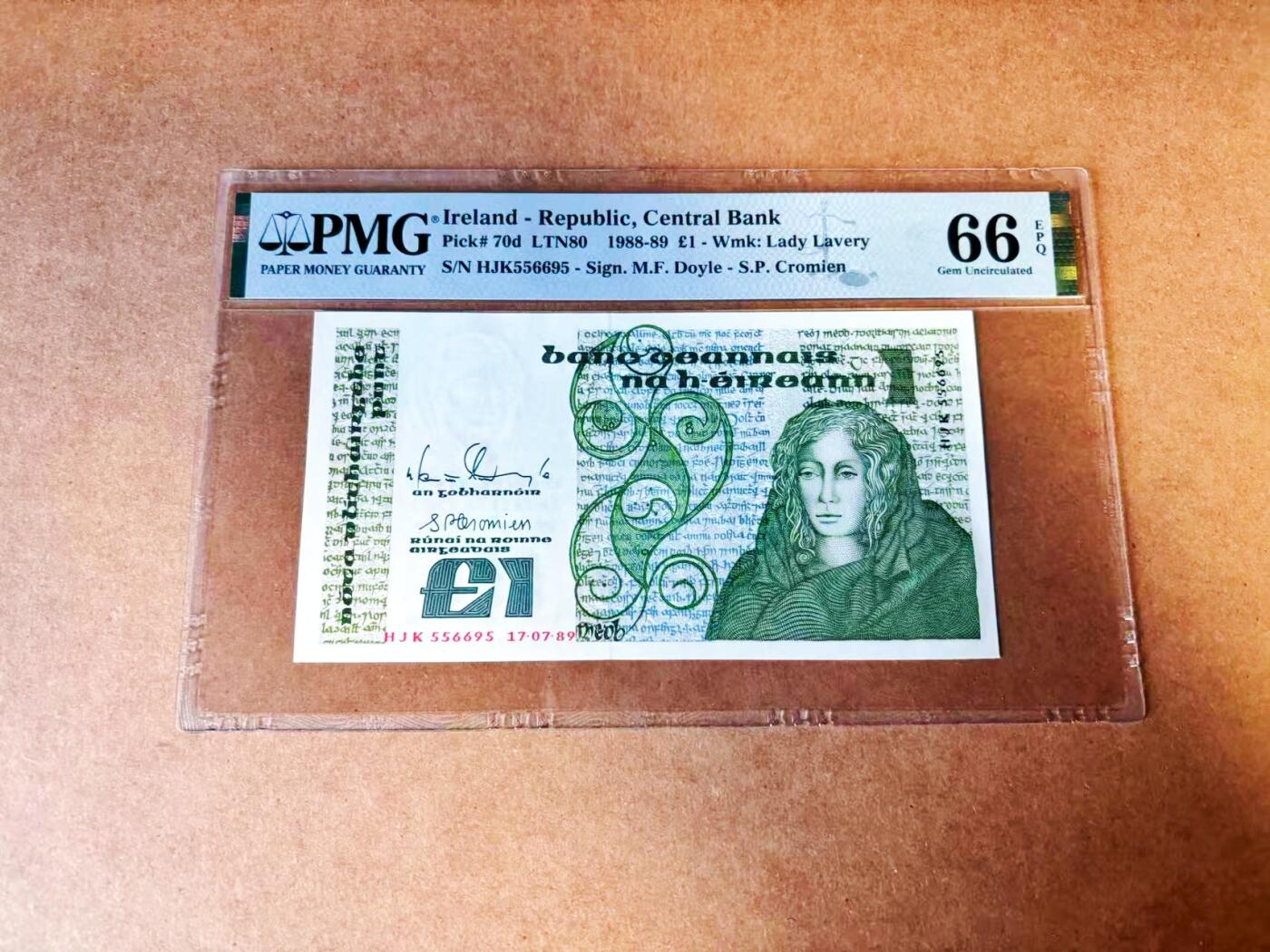 【Blue Auction】世界纸币精拍第772期——18级TOP拍卖/信誉/品质/专业/高效💫 【无47】爱尔兰 1989年1镑 PMG66EPQ