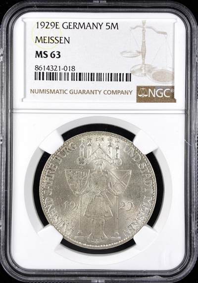 【雨安】【直播拍卖】【第0123期-评级币章】2026-01-10 周六 19:30 - [评级德国] Germany 德国 魏玛 5马克 KM#66 梅森千年 1929年  NGC-MS63