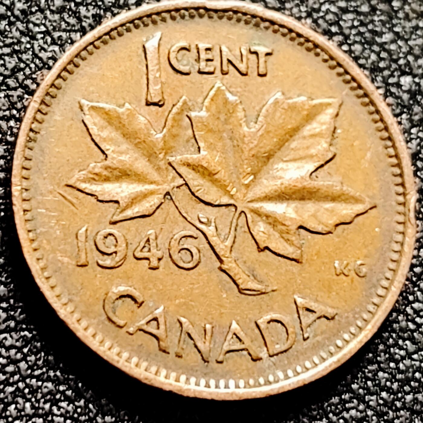 泉币菌-第165场-新年第八场 精品福利场 1946年 英联邦 加拿大1分铜币 乔治六世 19mm