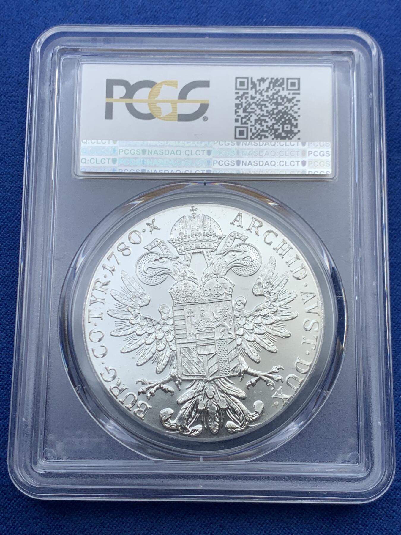 《竞宝斋》第455场 周日，周一 2场连拍 （全场包邮，欢迎送拍） PCGS MS63 奥匈帝国1780年大奶妈银币 后铸版
