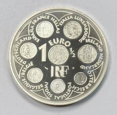 S&S Numismatic世界钱币-拍卖 第118期  - 法国2002年 欧罗巴引入单一货币并发现其硬币 1.5欧元精制纪念银币 22.2克900银，品相如图
