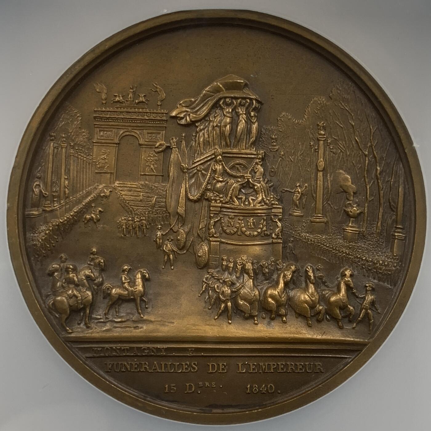 掌中浮雕-藏着的欧洲第048场 NGC MS62 ：1840年拿破仑灵柩回归巴黎纪念铜章，59mm