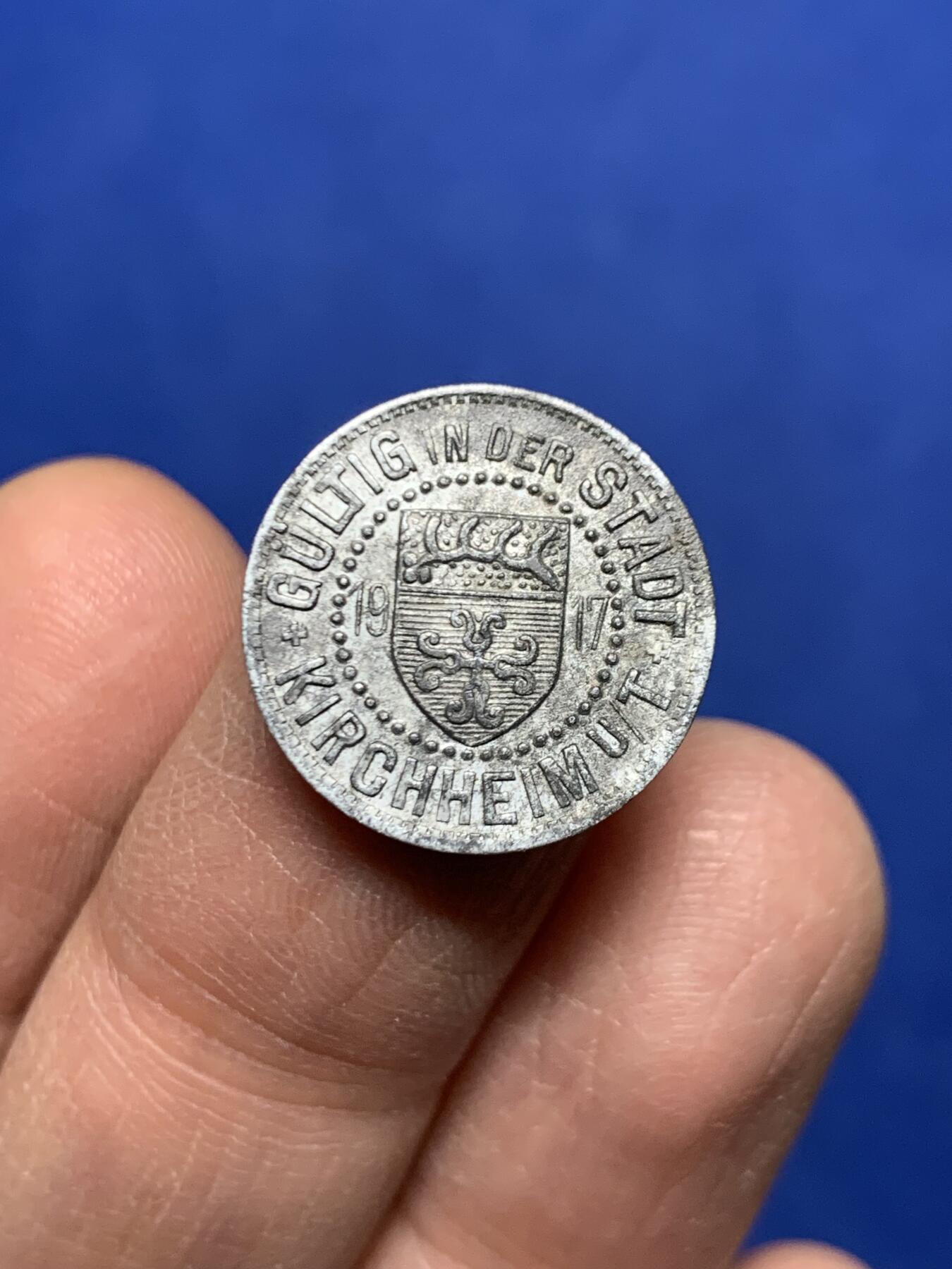 《竞宝斋》第455场 周日，周一 2场连拍 （全场包邮，欢迎送拍） 两枚一组 德国紧急状态币 德里森10芬尼铁币+基希海姆1917年5芬尼锌币