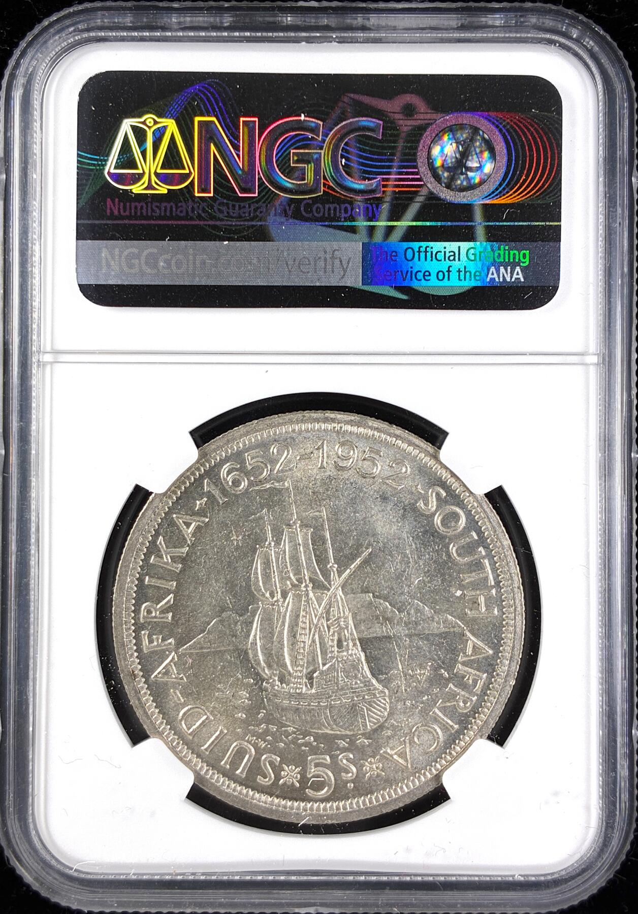 【雨安】【直播拍卖】【第0123期-评级币章】2026-01-10 周六 19:30 [评级非洲] South Africa 南非 5先令 1952年 乔治五世 发现开普敦  NGC-MS61