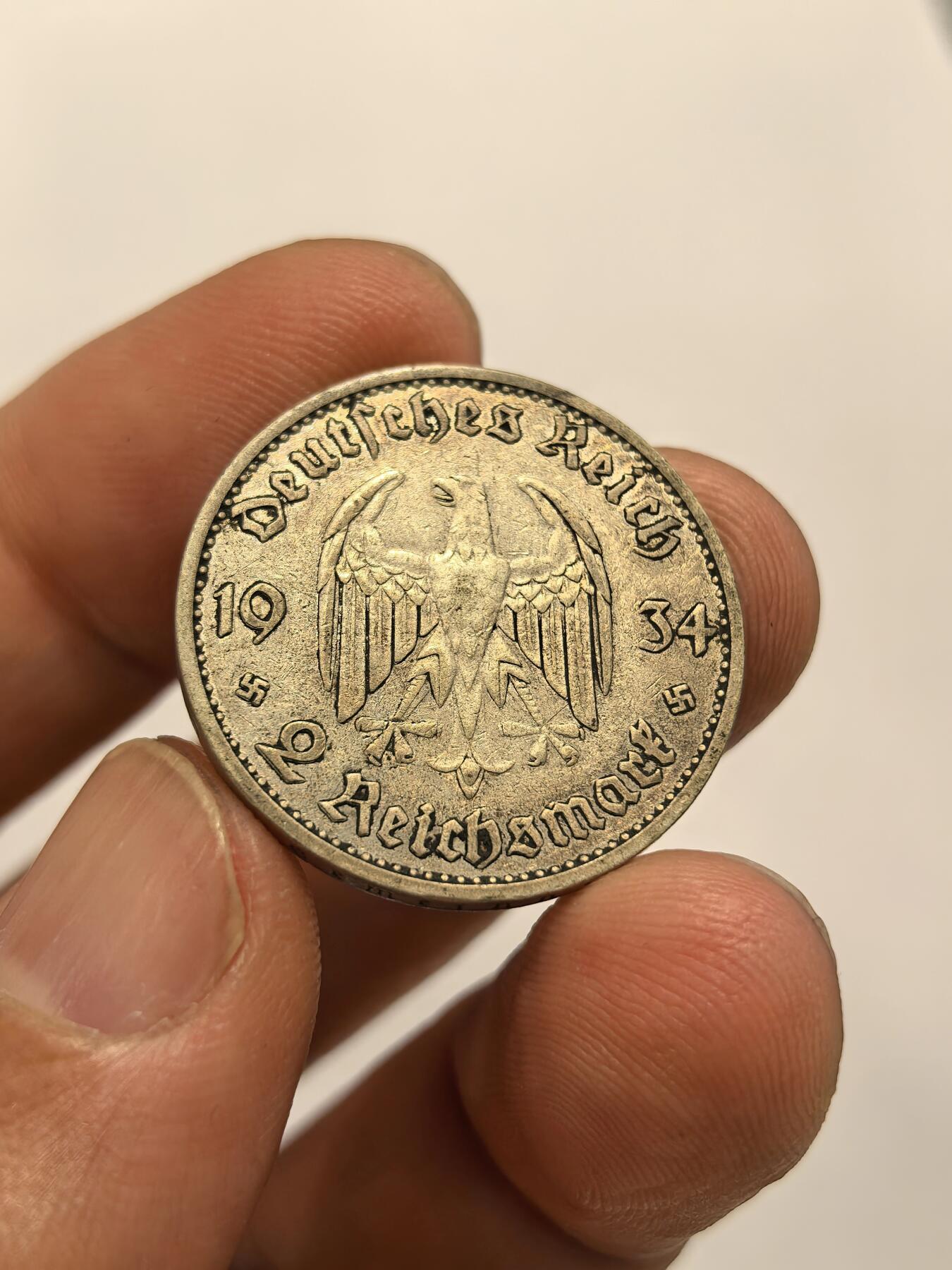 博洋堂世界钱币拍卖第156期（全场包邮） 德国1934年2马克银币 加字教堂稀少