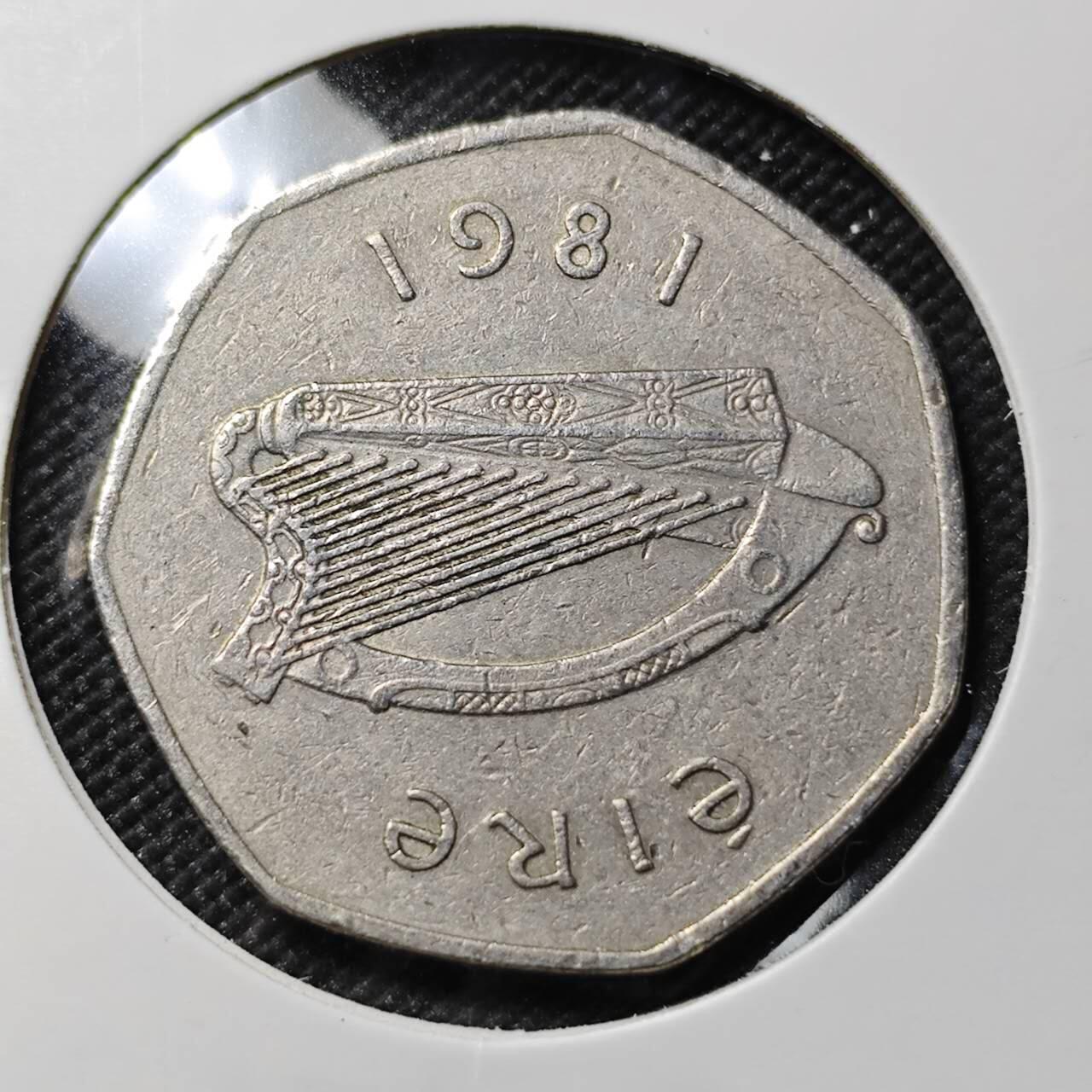 KK钱币收藏小铺  第386期  2月预留时间 周末发货 1981 爱尔兰50便士