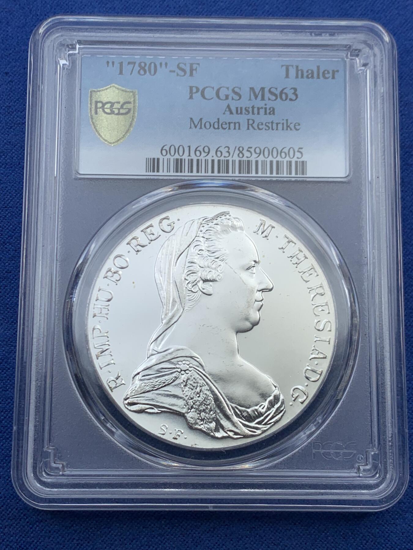 《竞宝斋》第455场 周日，周一 2场连拍 （全场包邮，欢迎送拍） PCGS MS63 奥匈帝国1780年大奶妈银币 后铸版
