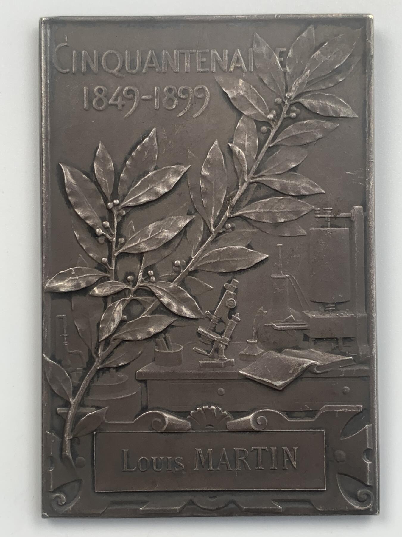 掌中浮雕-藏着的欧洲第048场 1899年法国生物学会50周年镀银铜章， 73×48mm，Paul richer雕刻，获得者：Louis Martin.  稀少