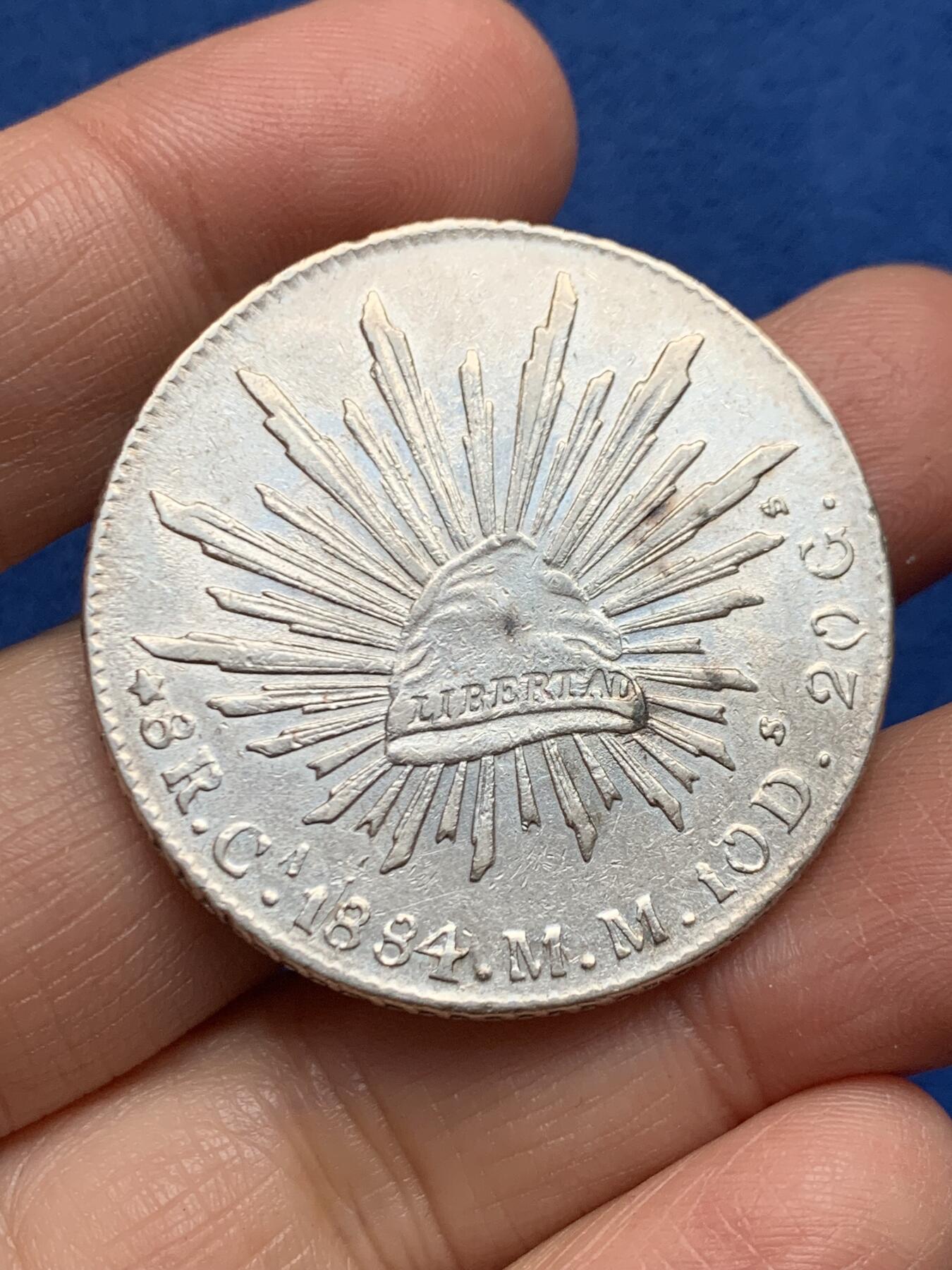 《竞宝斋》第455场 周日，周一 2场连拍 （全场包邮，欢迎送拍） 墨西哥1884 CI MM版 8R鹰洋银币