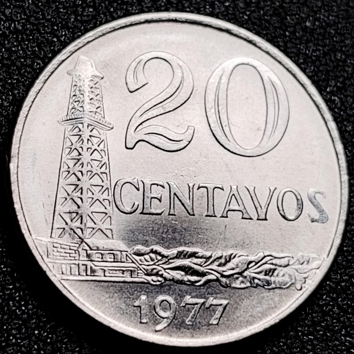 泉币菌-第165场-新年第八场 精品福利场 原光UNC 巴西1977年20分硬币自由女神石油钻塔 加厚 25mm