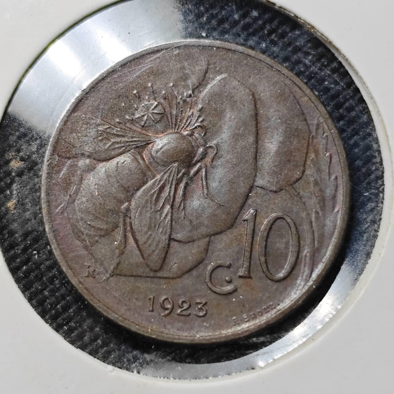 KK钱币收藏小铺  第386期  2月预留时间 周末发货  1923意大利10分铜币