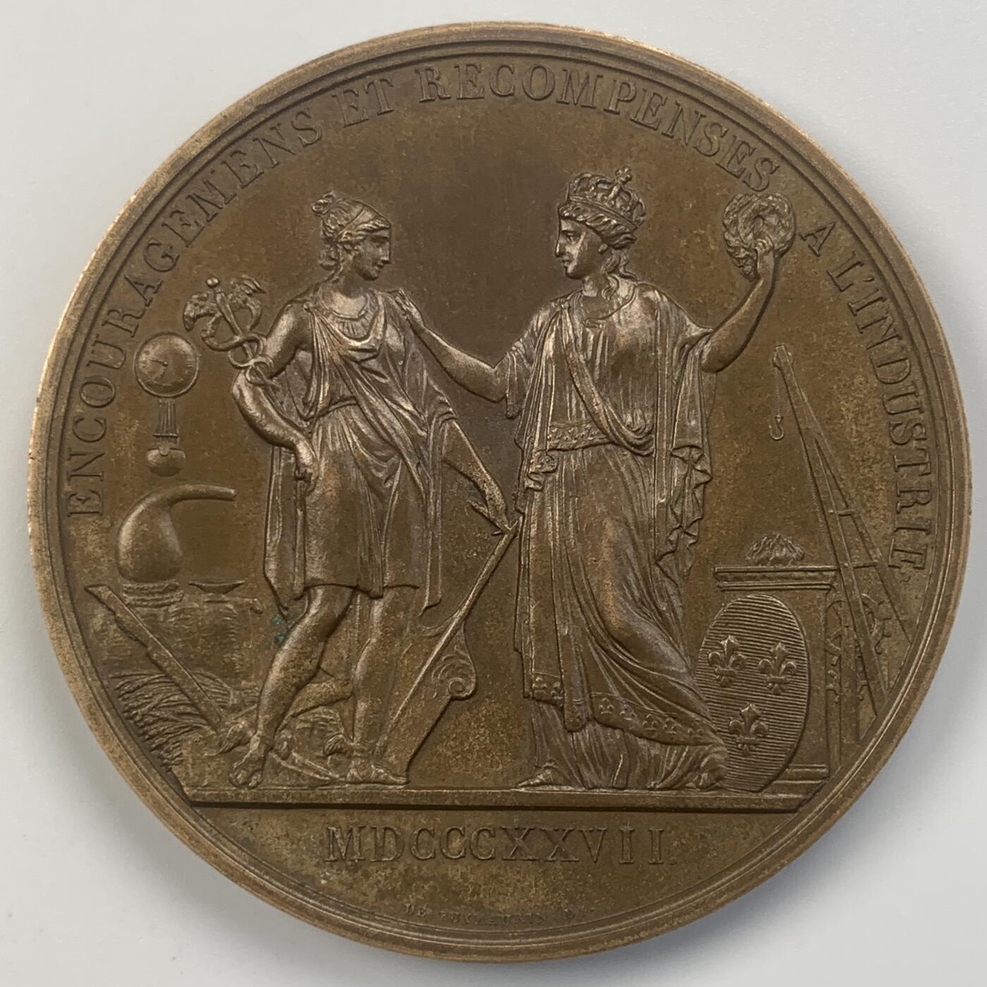 掌中浮雕-藏着的欧洲第048场  1827年法国查理十世纪念铜章，55mm