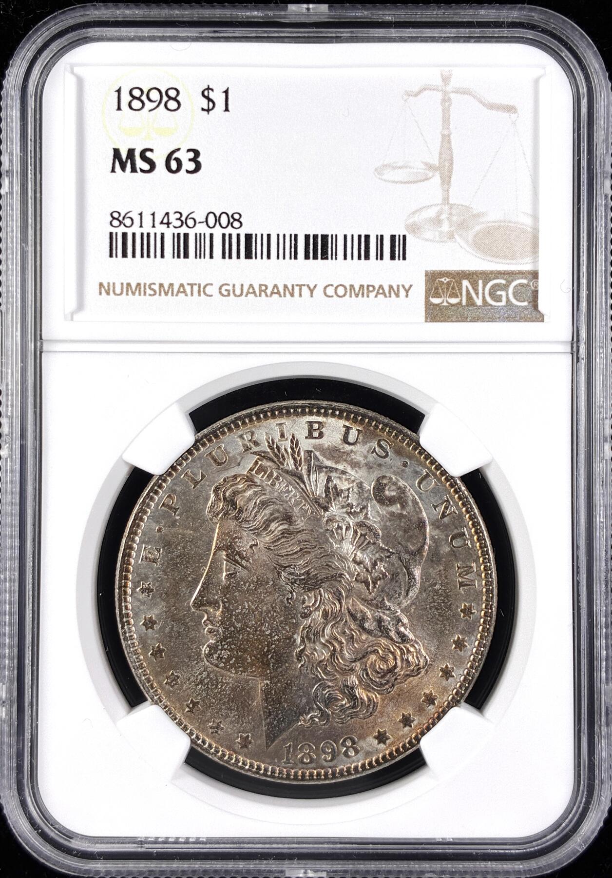 【雨安】【直播拍卖】【第0123期-评级币章】2026-01-10 周六 19:30 [评级美洲] USA 美国 1美元 (1878-1921) 摩根 1898年  NGC-MS63