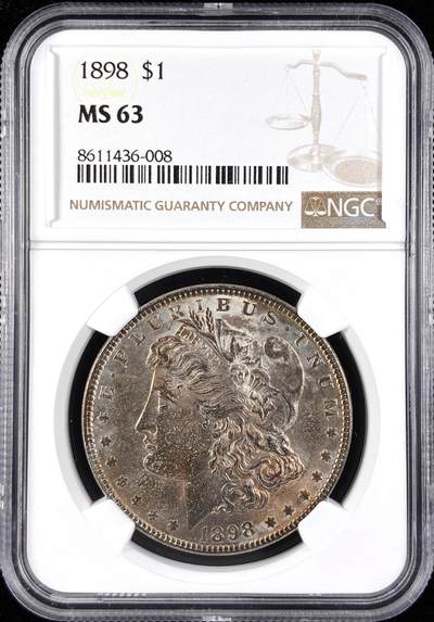 【雨安】【直播拍卖】【第0123期-评级币章】2026-01-10 周六 19:30 - [评级美洲] USA 美国 1美元 (1878-1921) 摩根 1898年  NGC-MS63