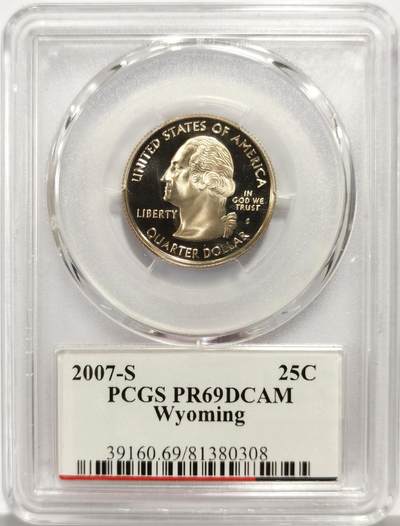 博洋堂世界钱币拍卖第156期（全场包邮） - PCGS PR69DCAM 美国2007年怀俄明州25美分，高分美品