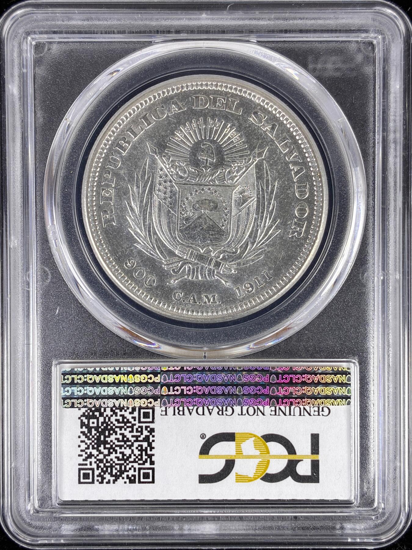 【雨安】【直播拍卖】【第0123期-评级币章】2026-01-10 周六 19:30 [评级美洲] El Salvador 萨尔瓦多 1比索 1911年  PCGS-AU