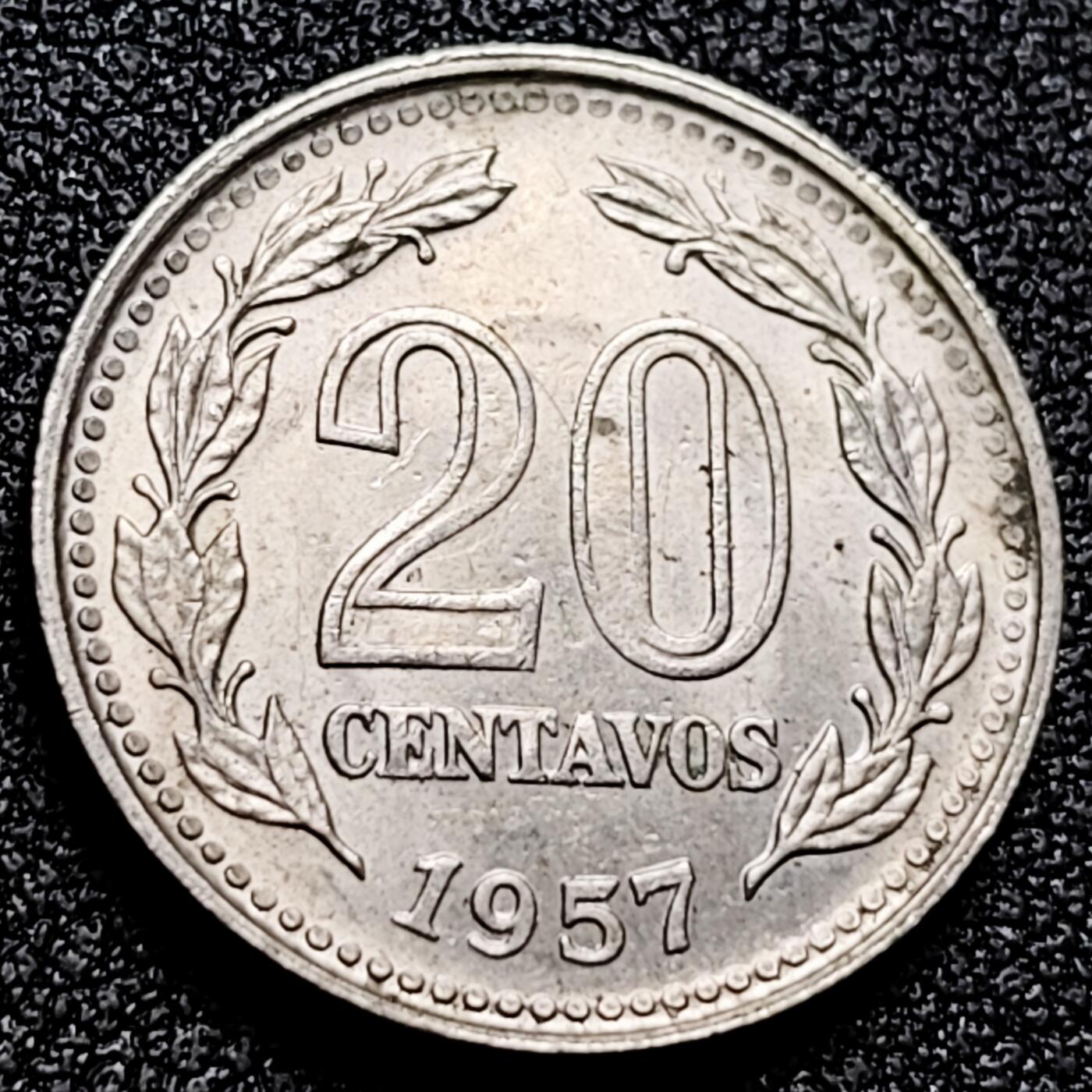 泉币菌-第164场-新年第七场 精品福利场 原光极美 阿根廷早期1957年 自由女神像20分硬币 21mm