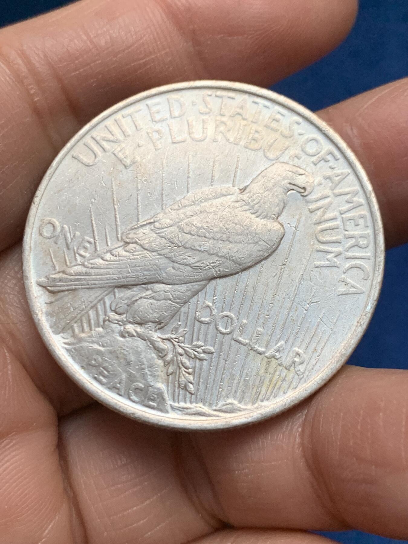 《竞宝斋》第455场 周日，周一 2场连拍 （全场包邮，欢迎送拍） 美国1922年和平1美元大银币