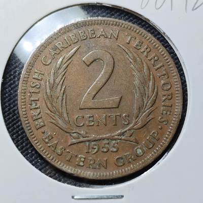 KK钱币收藏小铺  第386期  2月预留时间 周末发货 -  英属加勒比2分铜币