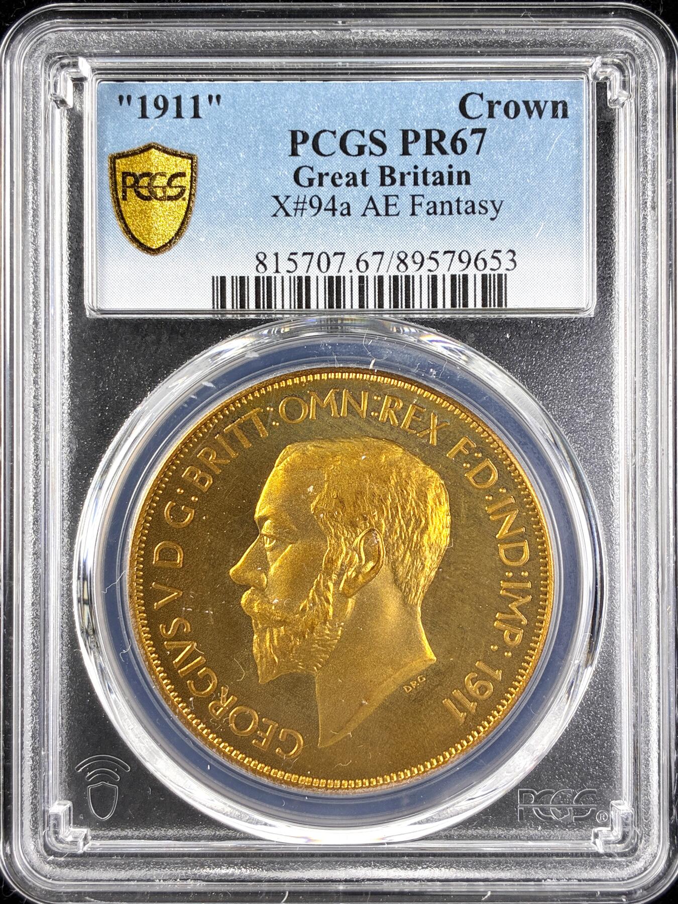 【雨安】【直播拍卖】【第0123期-评级币章】2026-01-10 周六 19:30 [评级欧洲] Great Britain 英国 1克朗 1911年 乔治五世 X#94a 精制 PCGS-PR67 精制币