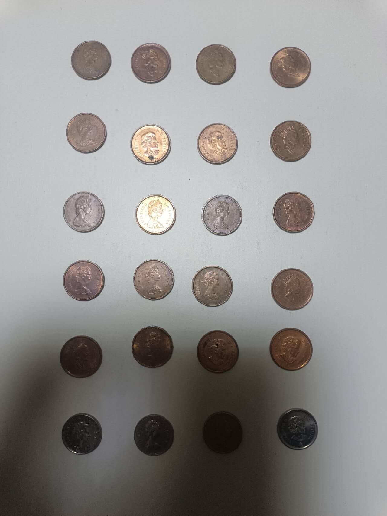 【20260108】非全新纸币和硬币第322场 加拿大24枚硬币，有重复