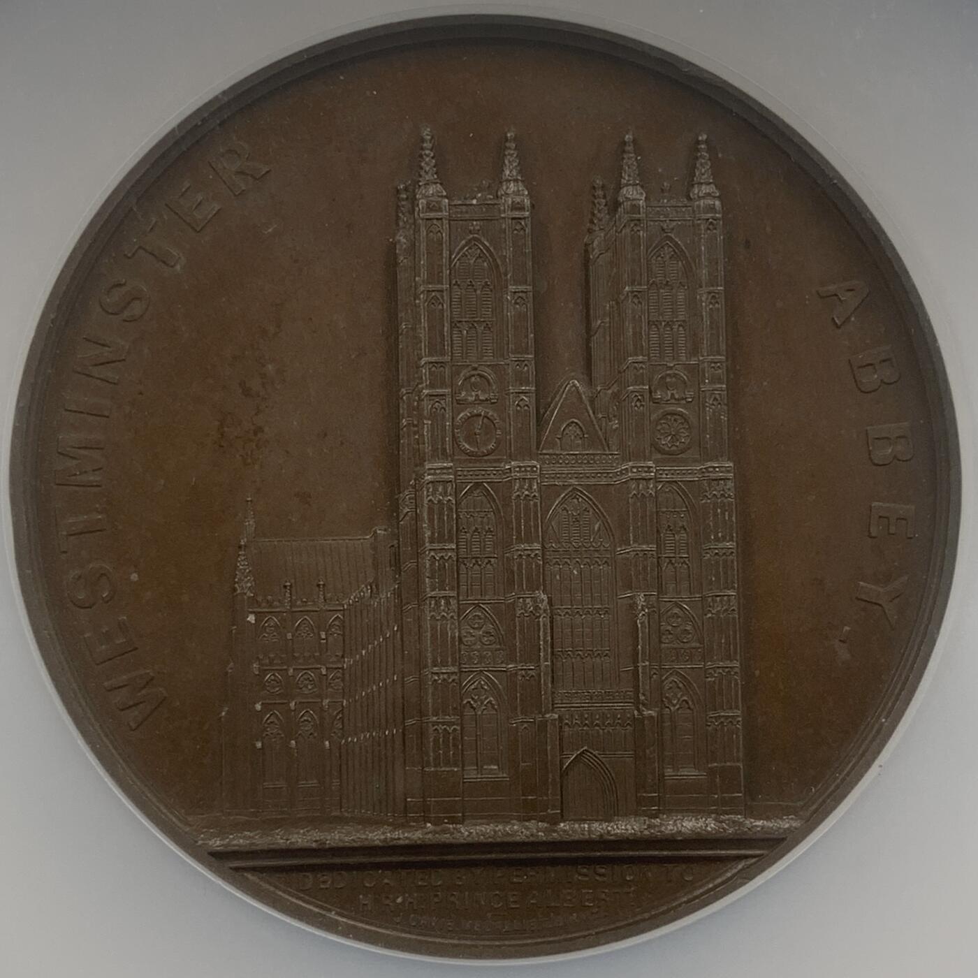 掌中浮雕-藏着的欧洲第048场 NGC MS63 ：英国威斯敏斯特教堂铜章，60mm
