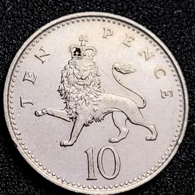 泉币菌-第166场- 新年第九场 精品福利场 - 英国  10便士白铜硬币 女王伊丽莎白 24.5毫米 