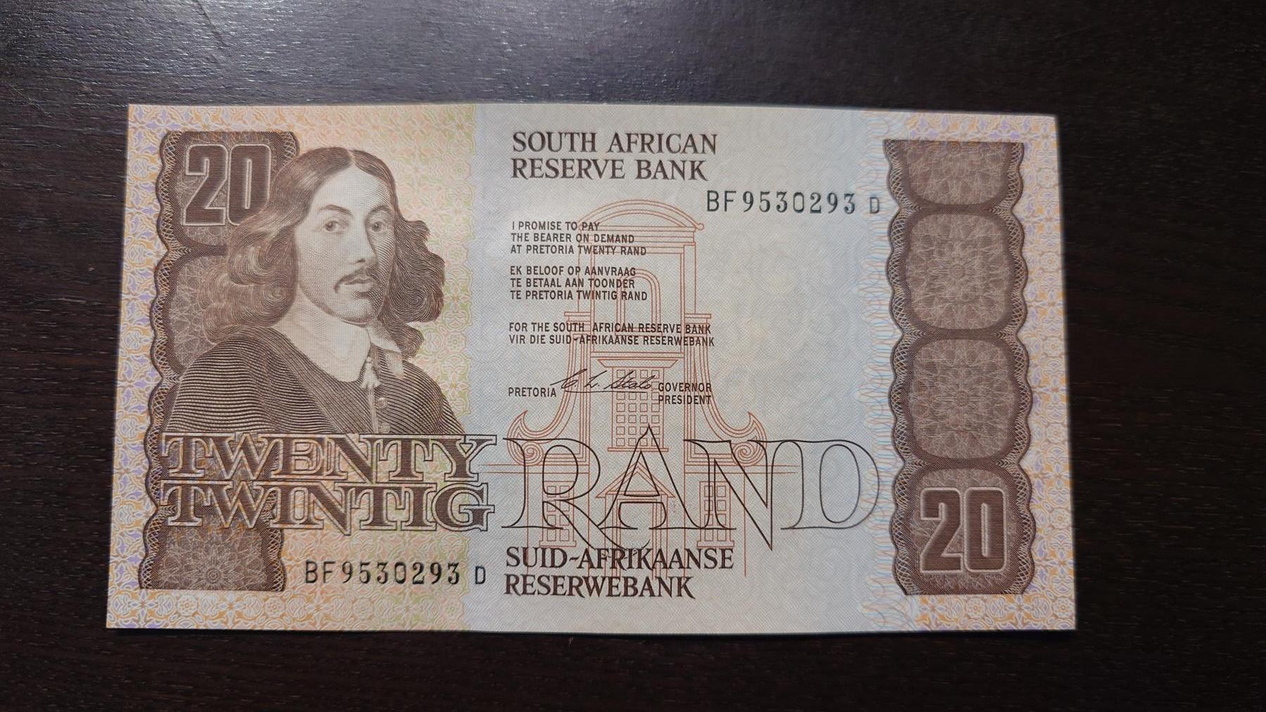 【新年五拍】世界钱币～微拍第226期暨2026年第5期   老版南非20兰特 全新绝品无47尾号293