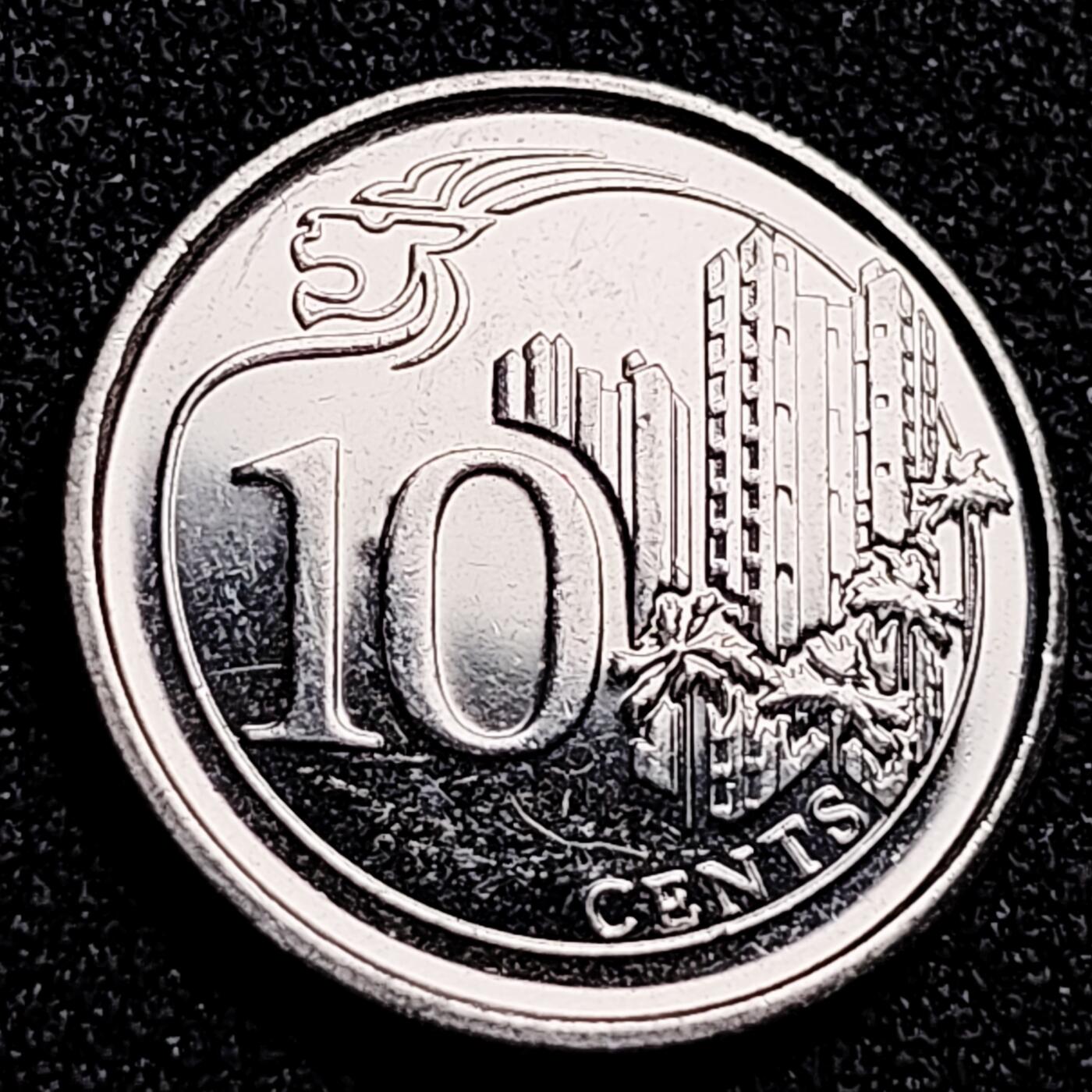 泉币菌-第165场-新年第八场 精品福利场 新加坡10分硬币  建筑 狮子 18.5毫米 纪念币铜钱