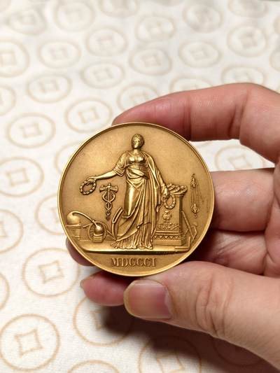 抚柳草堂-第六期章牌钱币 奖章勋章限时免佣 满百包邮 放漏专场 - 1941法国国家工业鼓励协会镀金大铜章重53.7g 直径50.6mm 丰饶角铜标 品相非常棒镀层完美漂亮极了