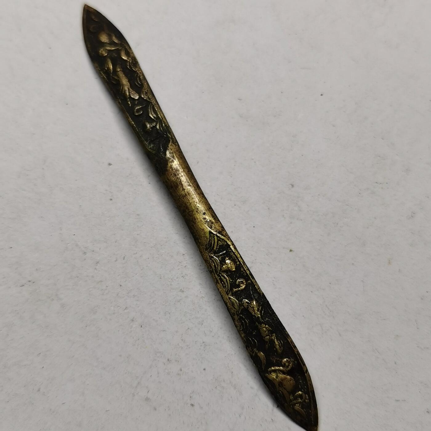 杂件专场93期 清代鎏金发簪，花纹精美